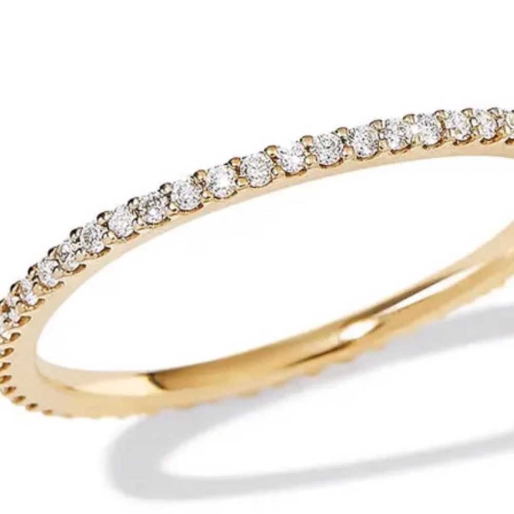 894. Moissanite .925 Sterling Silver Eternity Band 18K Gold Plated Ring - Picture 4 of 8